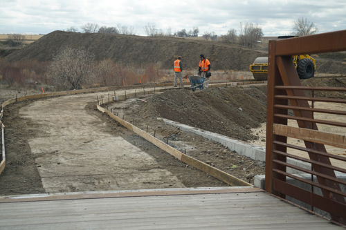 Looking at new trail off the bridge at Sandstone