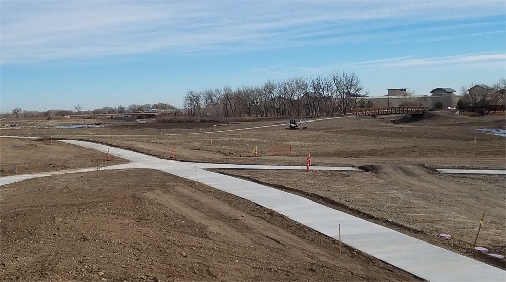 newly poured trails along St Vrain Creek