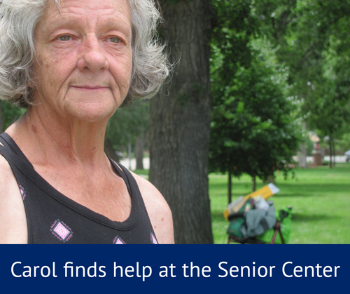 Carol gets help at the Longmont Senior Center