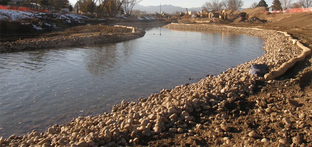 Cobble lining St. Vrain Creek