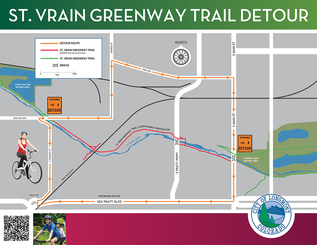 Detour Map for St. Vrain Greenway Trail