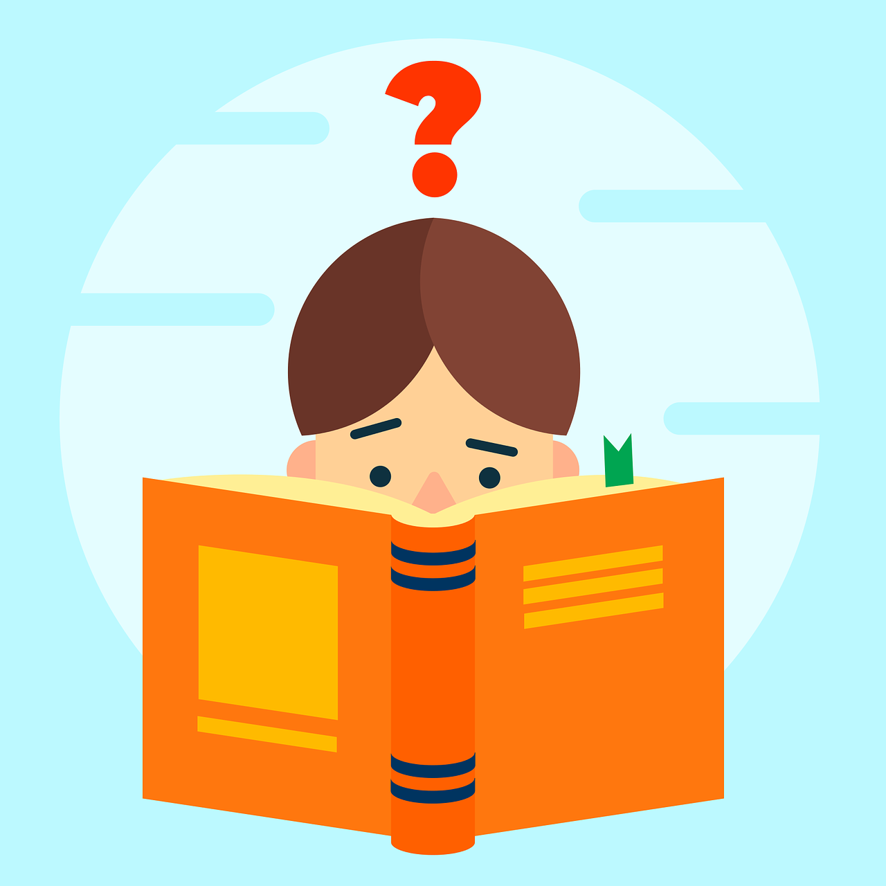 Child Reading With Question Mark Overhead