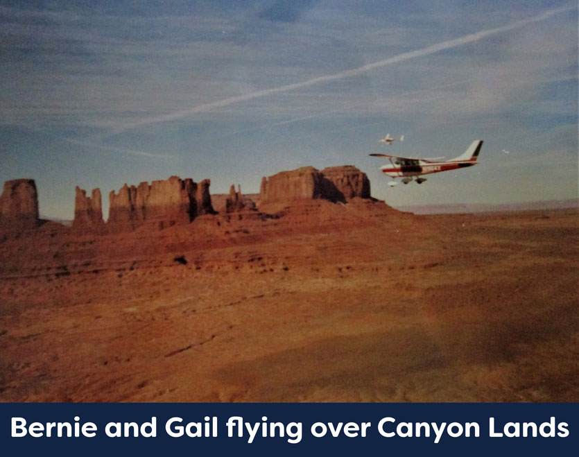 Bernie and Gail flying over Canyon Lands, Utah