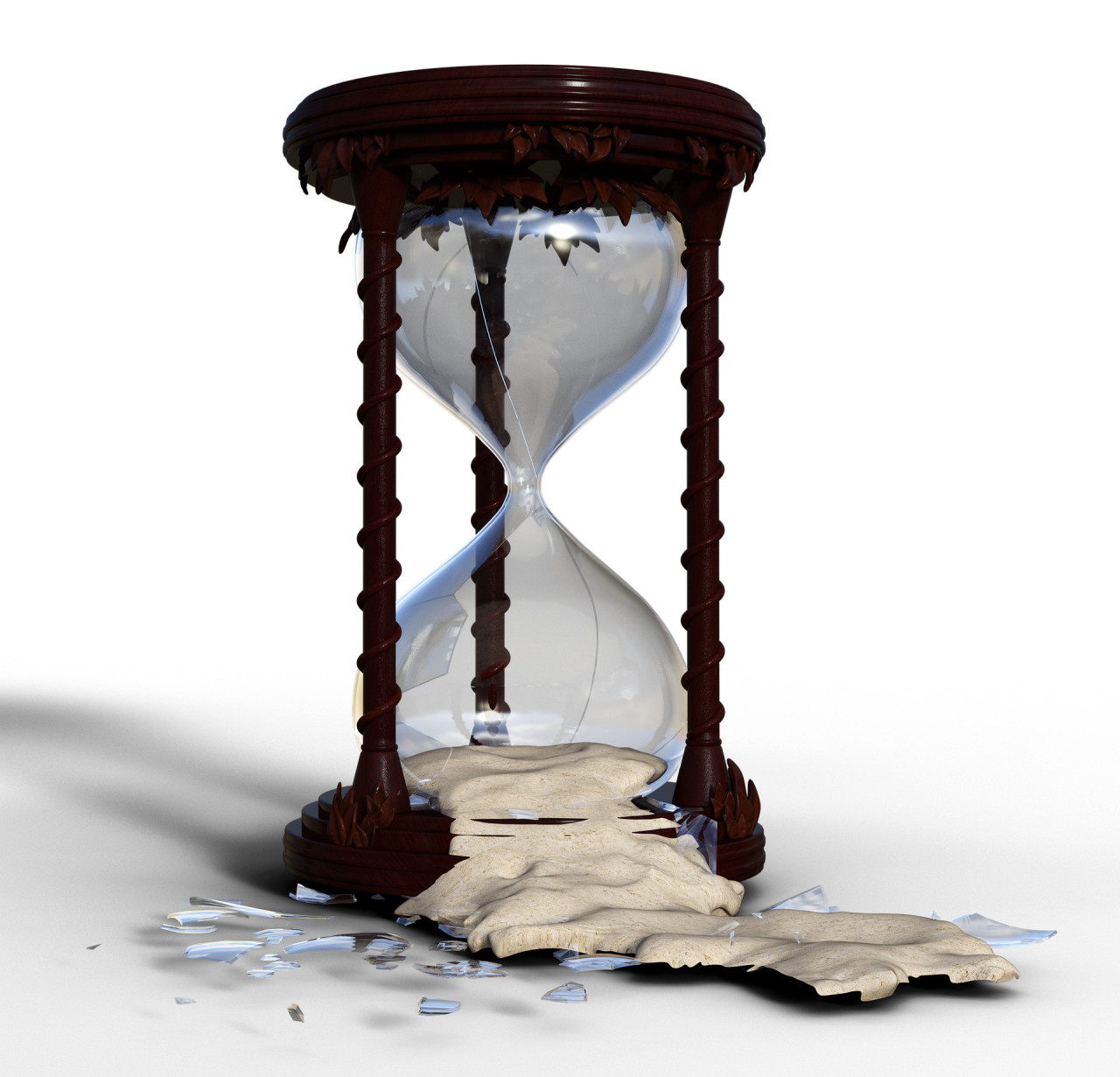 Broken Hourglass With Sand Spilling Out