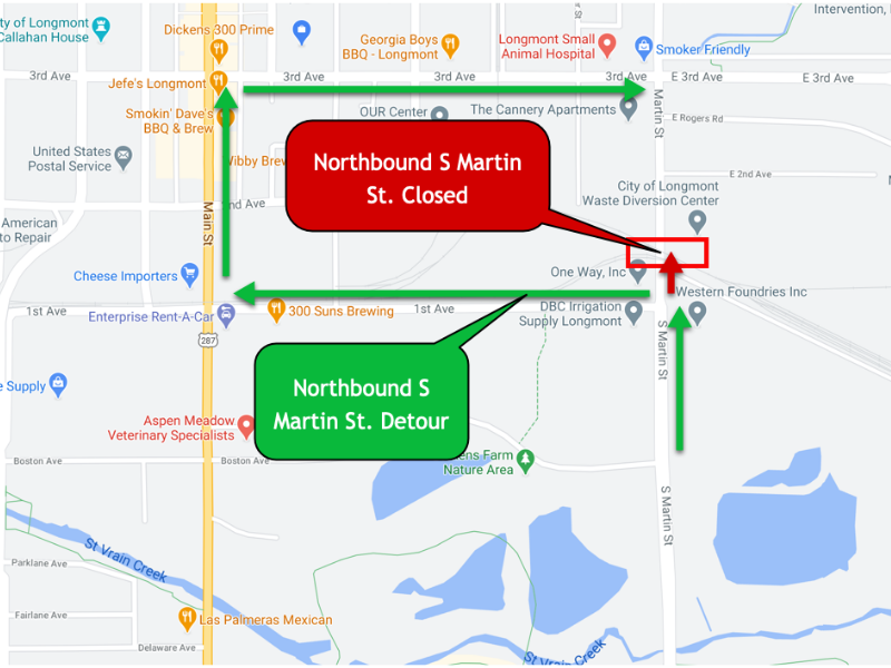 South Martin Detour Map