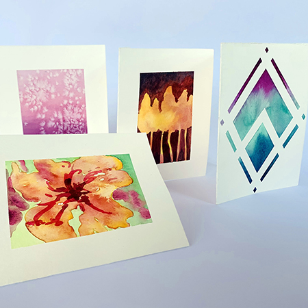 Water color painted greeting cards