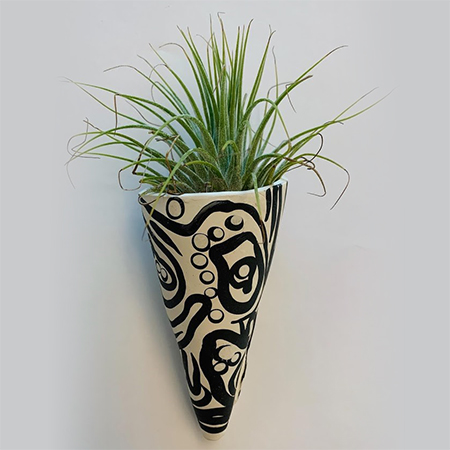 Black and white polymer clay air plant planter