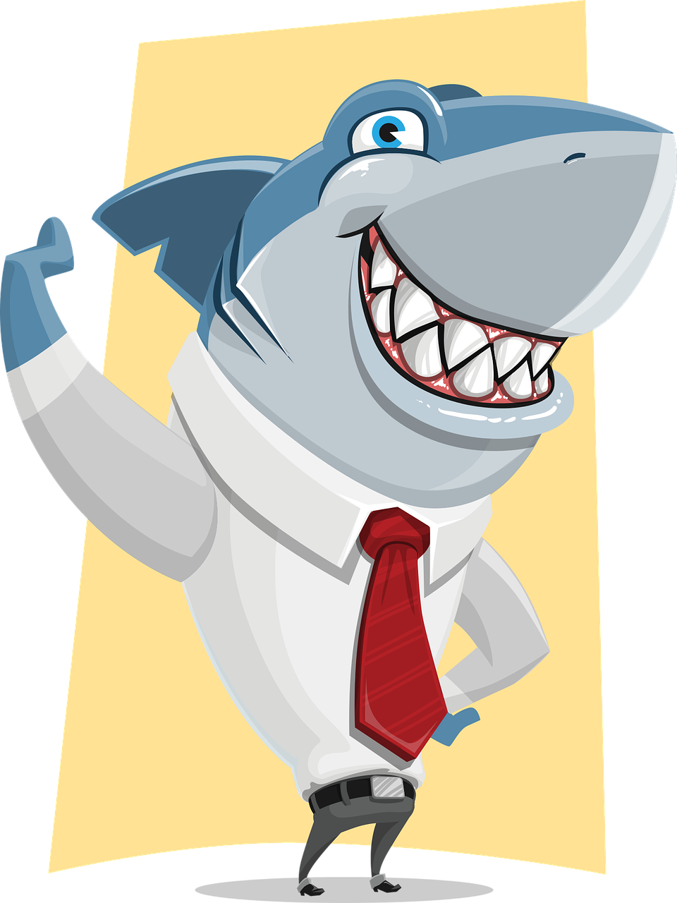 shark on legs with tie