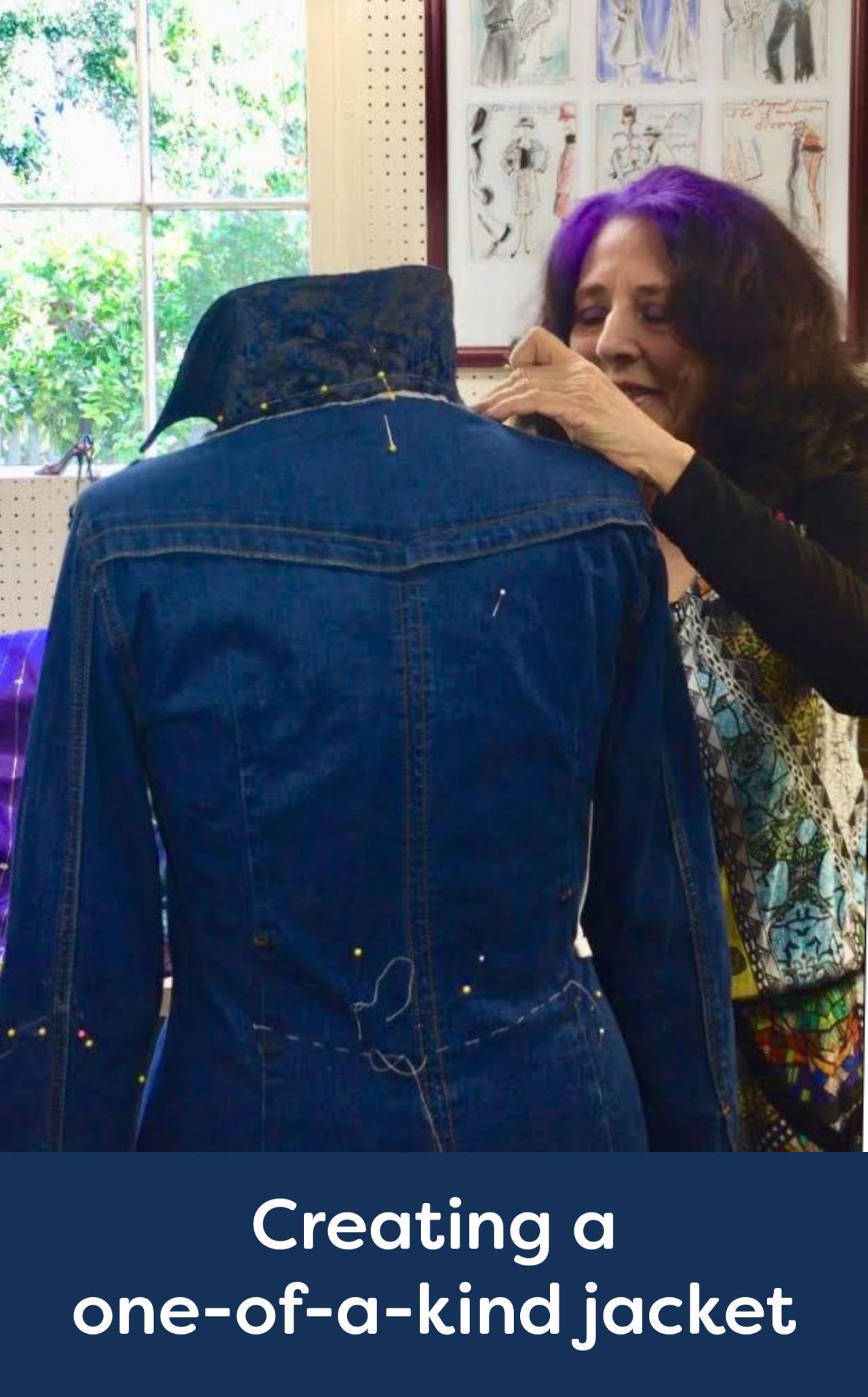 Barbara-working-on-one-of-a-kind-jacket-a