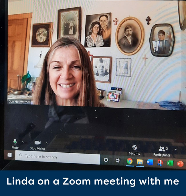 "Linda Arroyo in a Zoom call"