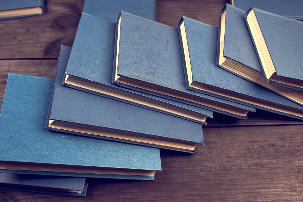 Stack of Blue-Covered Books