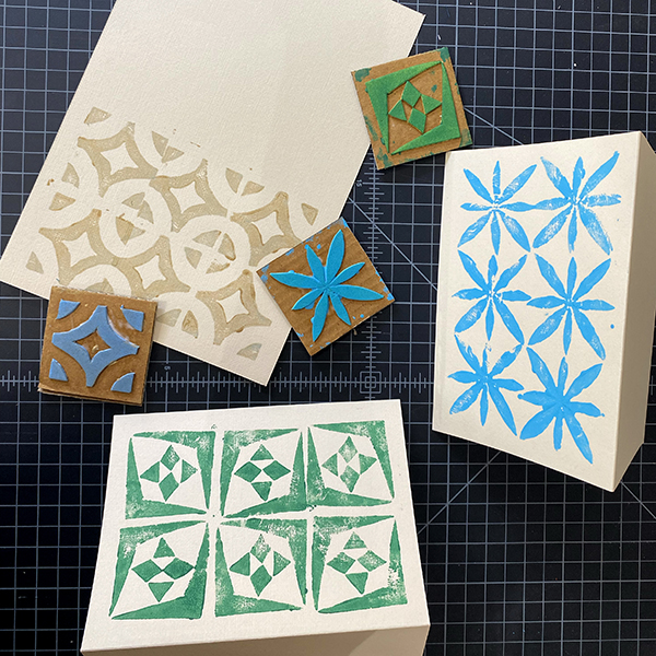 Art & Sip sample image of tile block printed cards