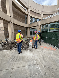 Workers are overseeing demolition to the Longmont Safety & Justice Center rotunda