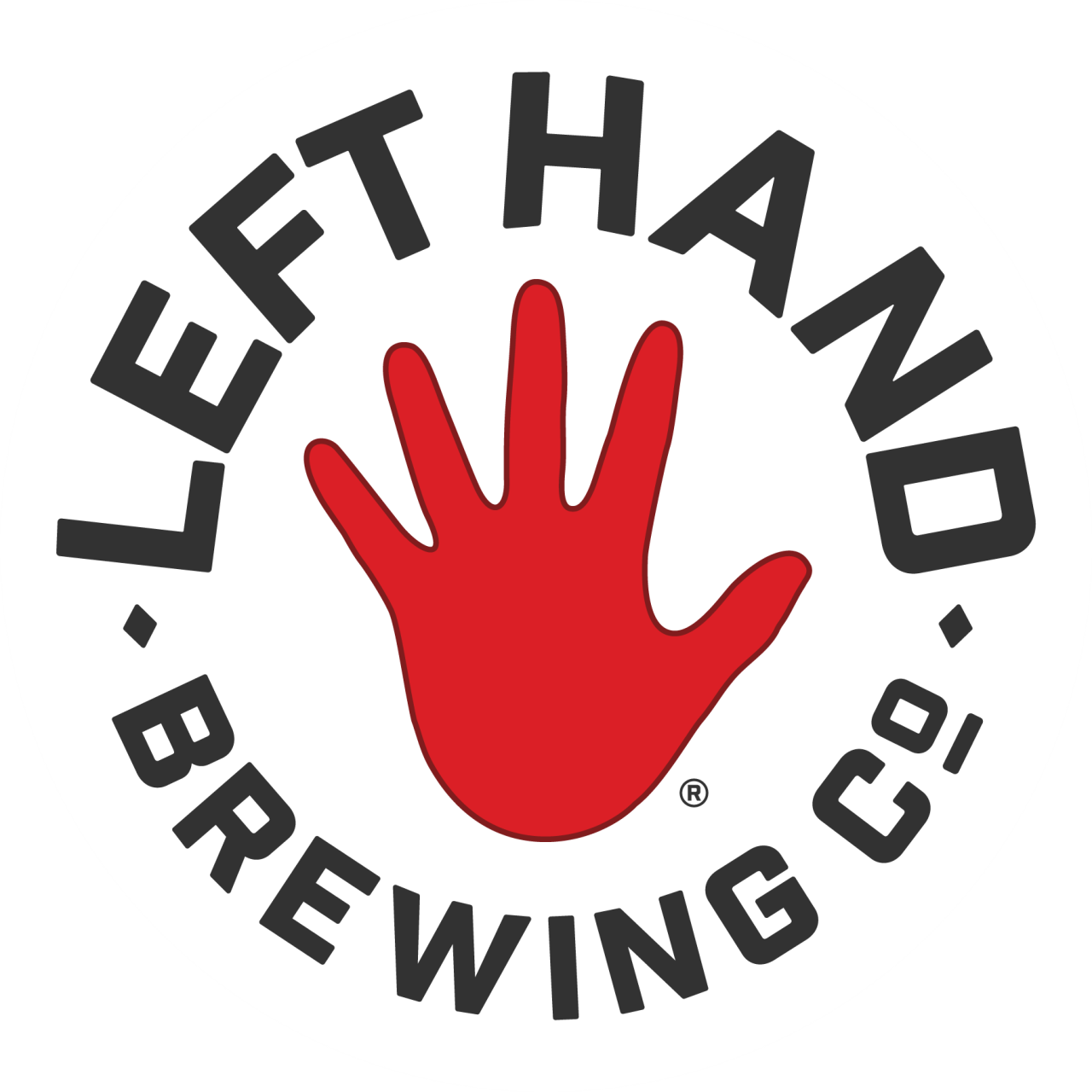 Logo for Left Hand Brewing with a red hand