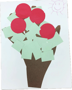 An apple tree is made with construction paper pieces