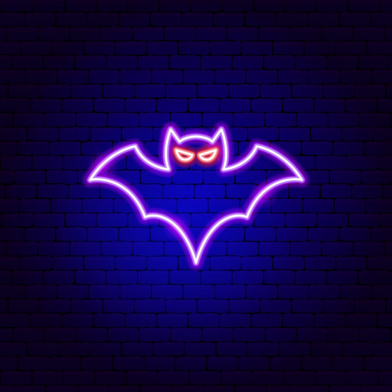 Glowing Electric Bat Outline