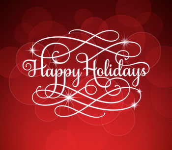 Happy Holidays script on red background