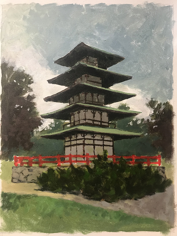 Art & Sip painting of Kanemoto Tower sample