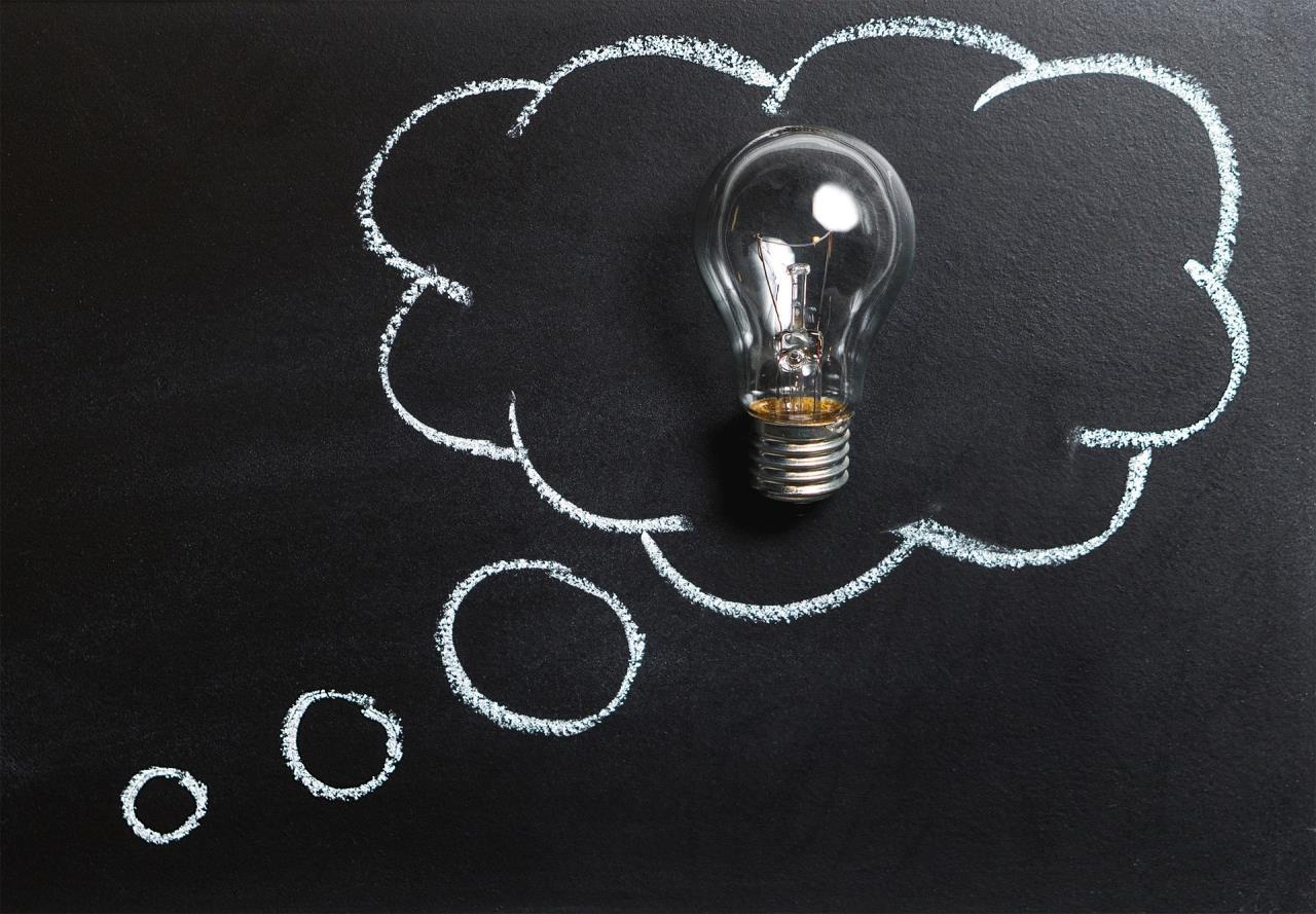Light bulb in an idea thought bubble