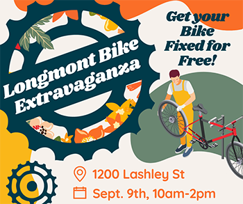 Longmont Bike Extravaganza, Get your bike fixed for free. 1200 Lashley St, Sept 6, 10 am-2 pm