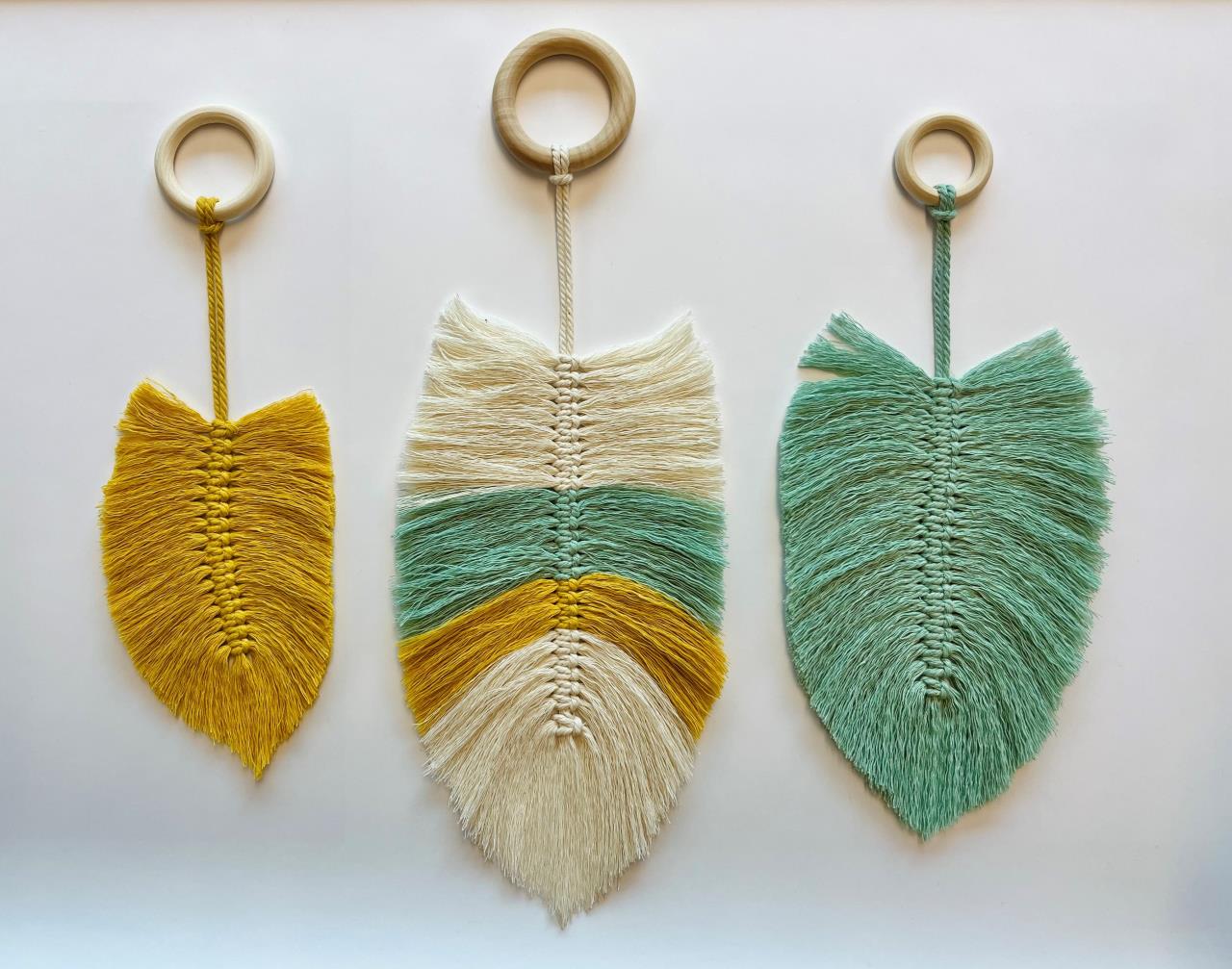 Macramé feathers made into key chains