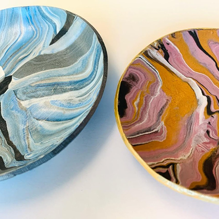 Polymer clay marbled small dishes