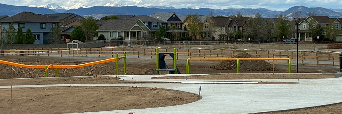 The Nino Gallo park is shown under construction, with a paved bike path.