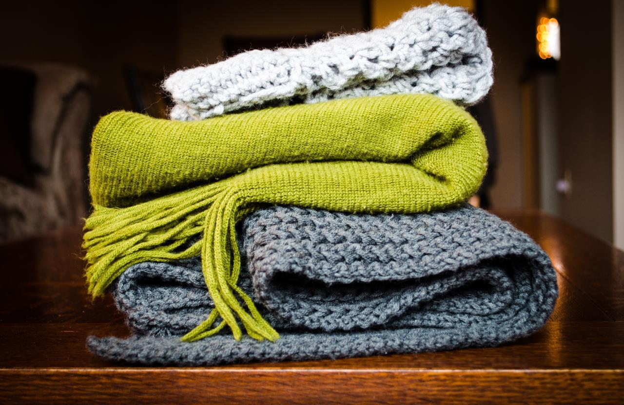 Pile of warm blankets picture