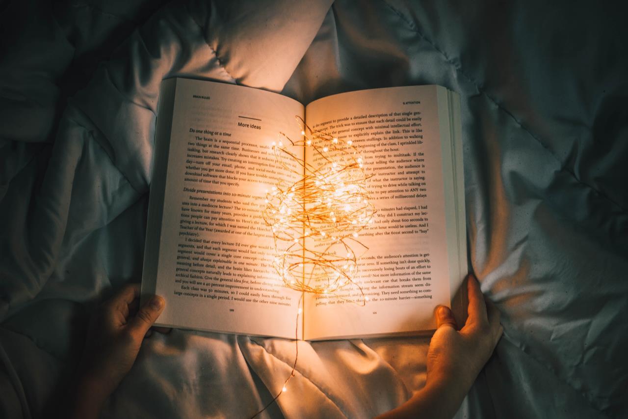 Lights Shining Inside a Book