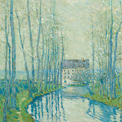 Monet painting of River and Mill Near Giverny