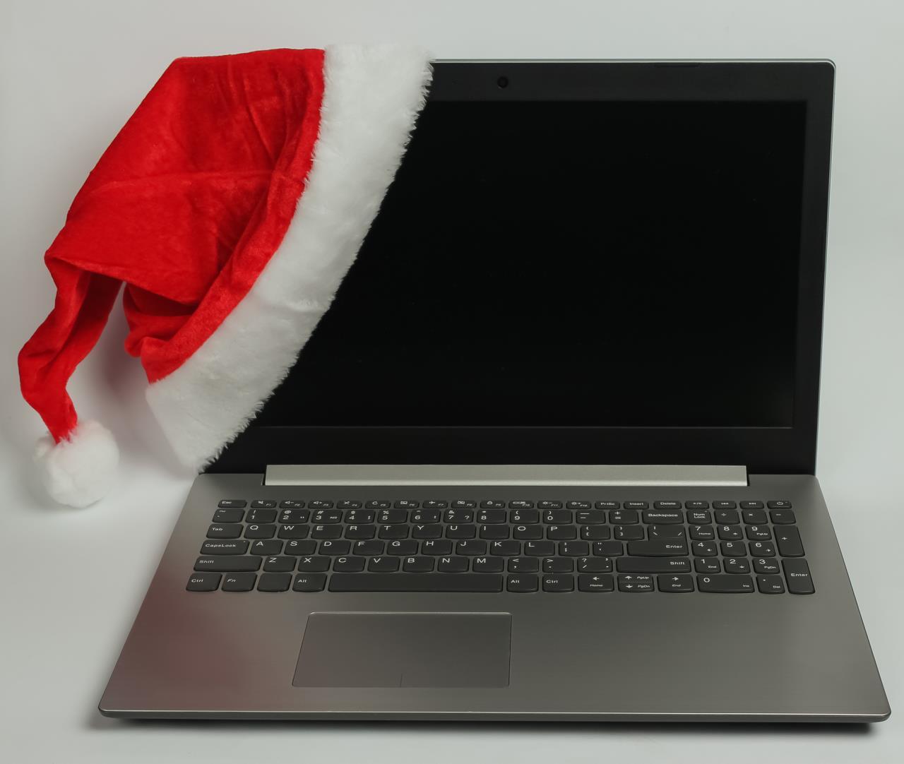 Santa hat on laptop
