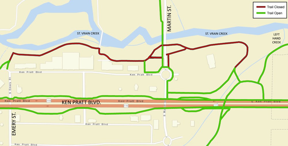 SVG trail closure near Martin Street May 2017 to Spring 2018