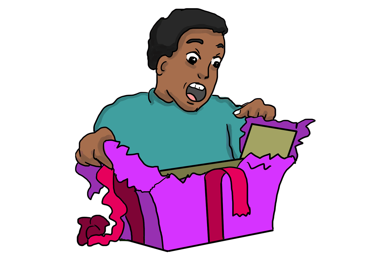 Surprised Person Opening Present