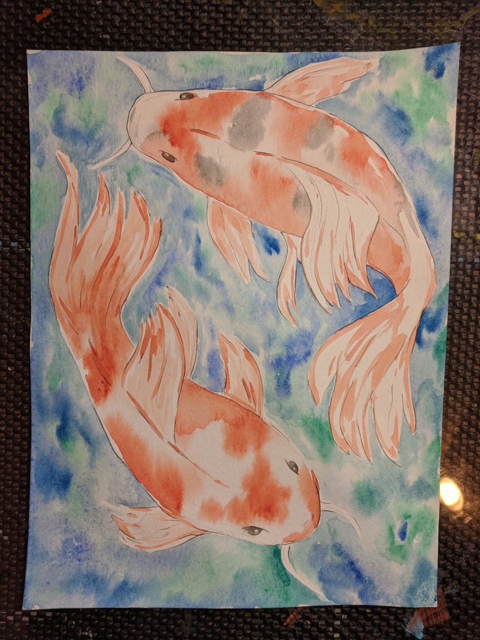 Art & Sip koi fish painting sample