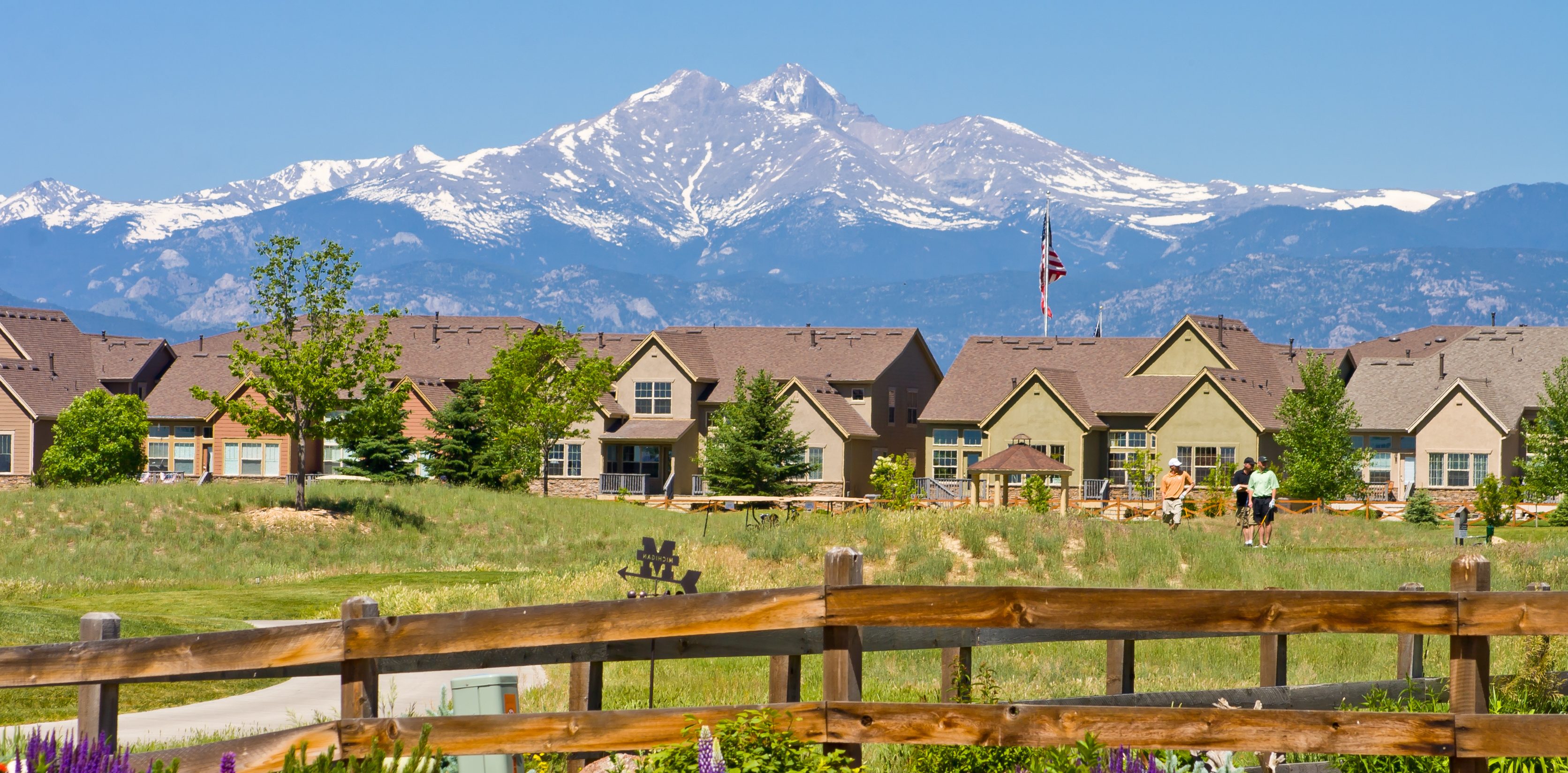 Neighborhood with Long's Peak in the background.