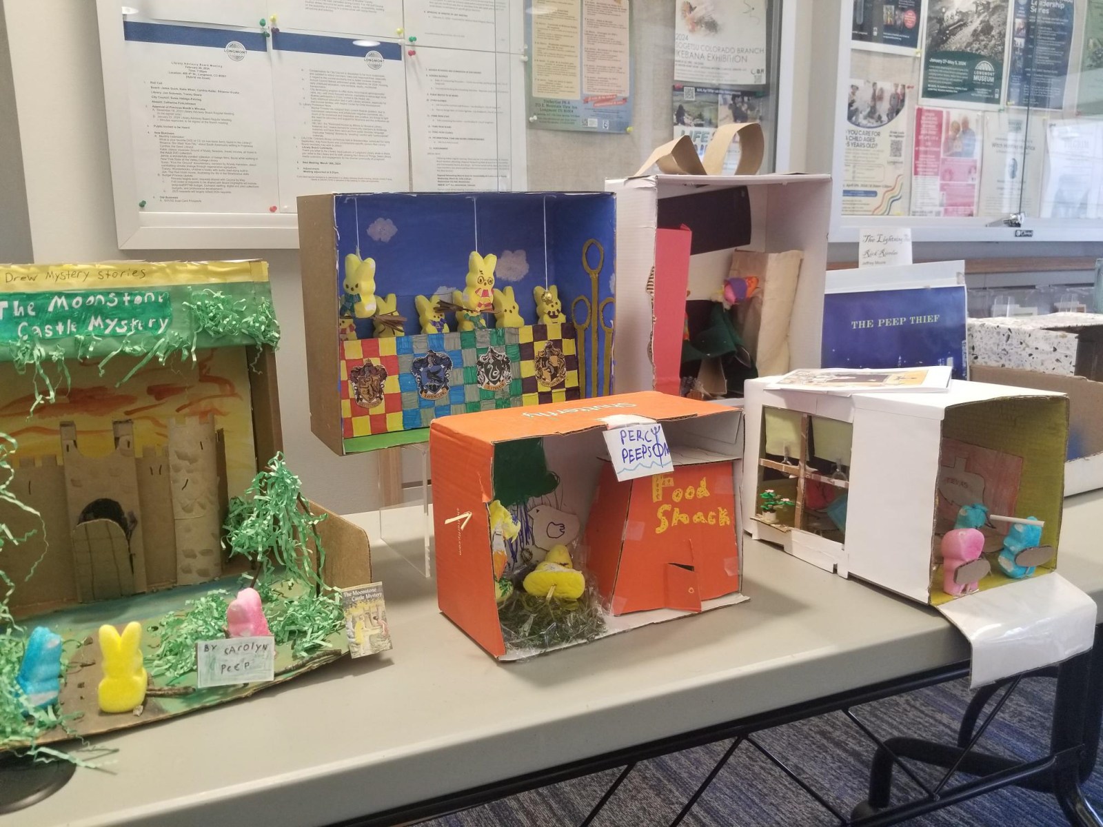 display of PEEPS dioramas at the Library.