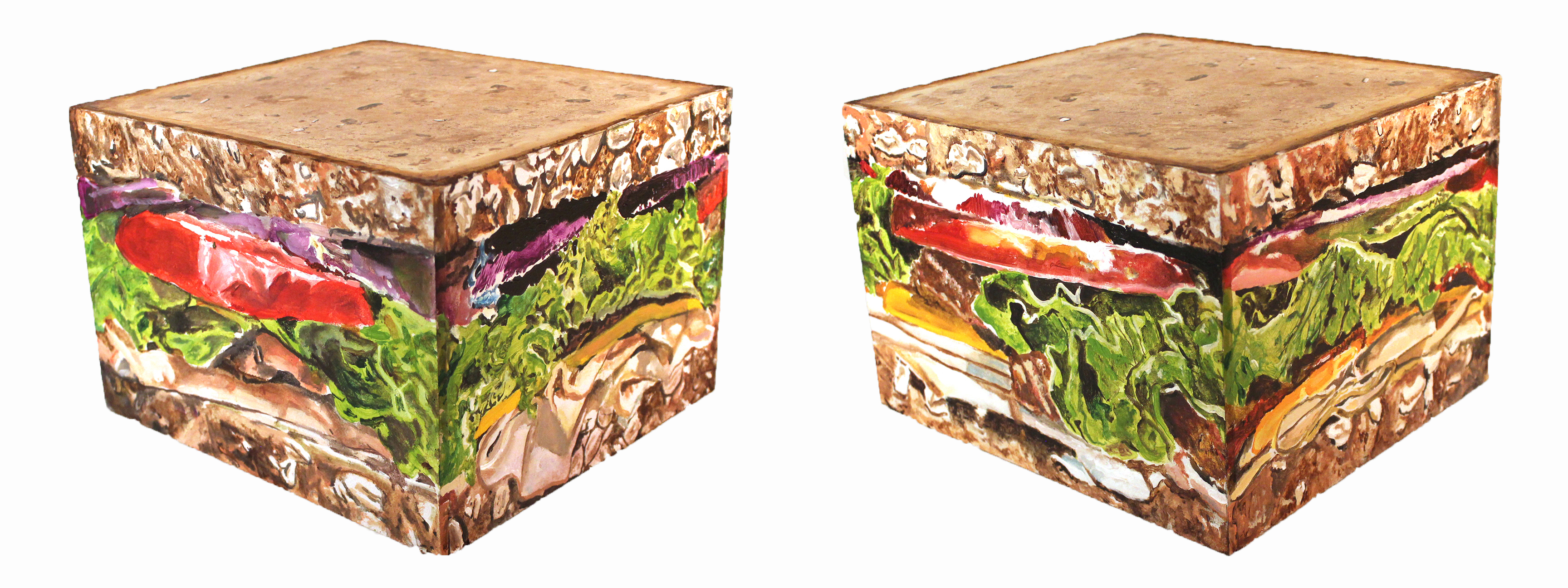 a box that looks like a sandwich is shown in two views