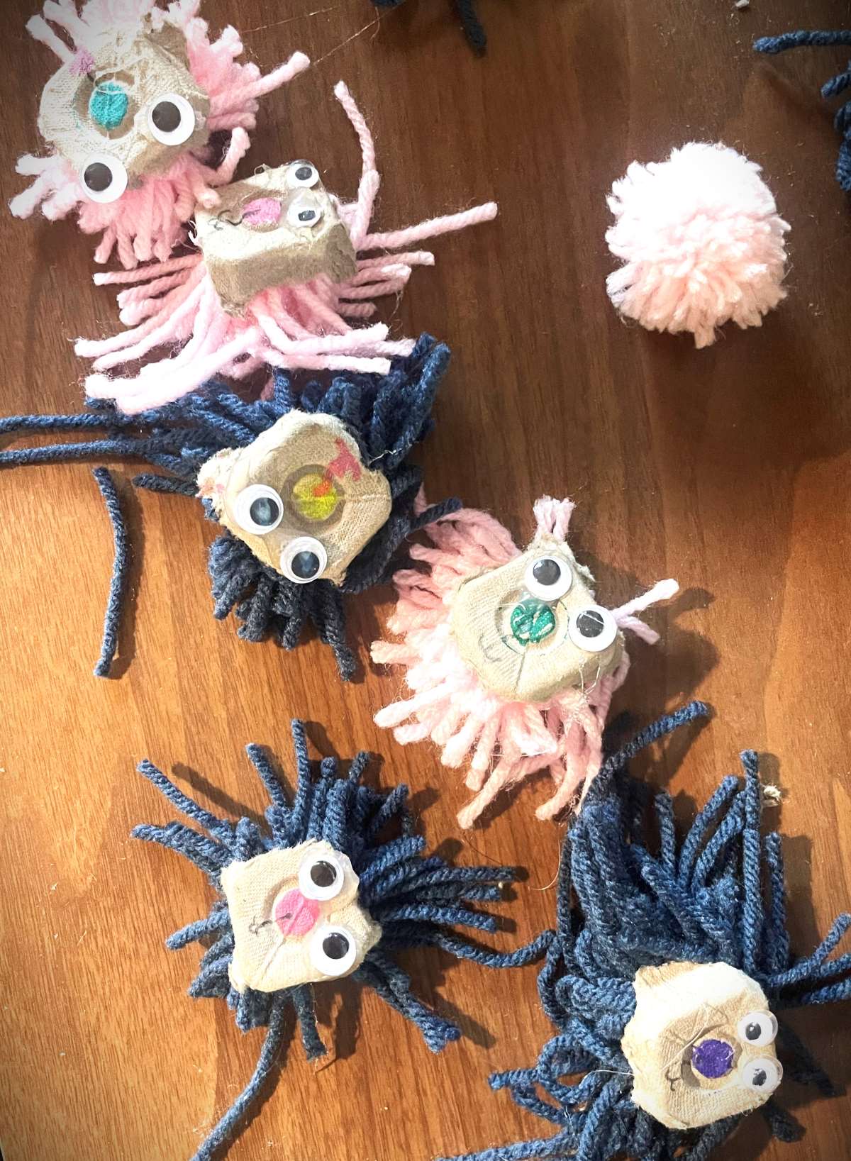 Craft monsters made out of fabric and string