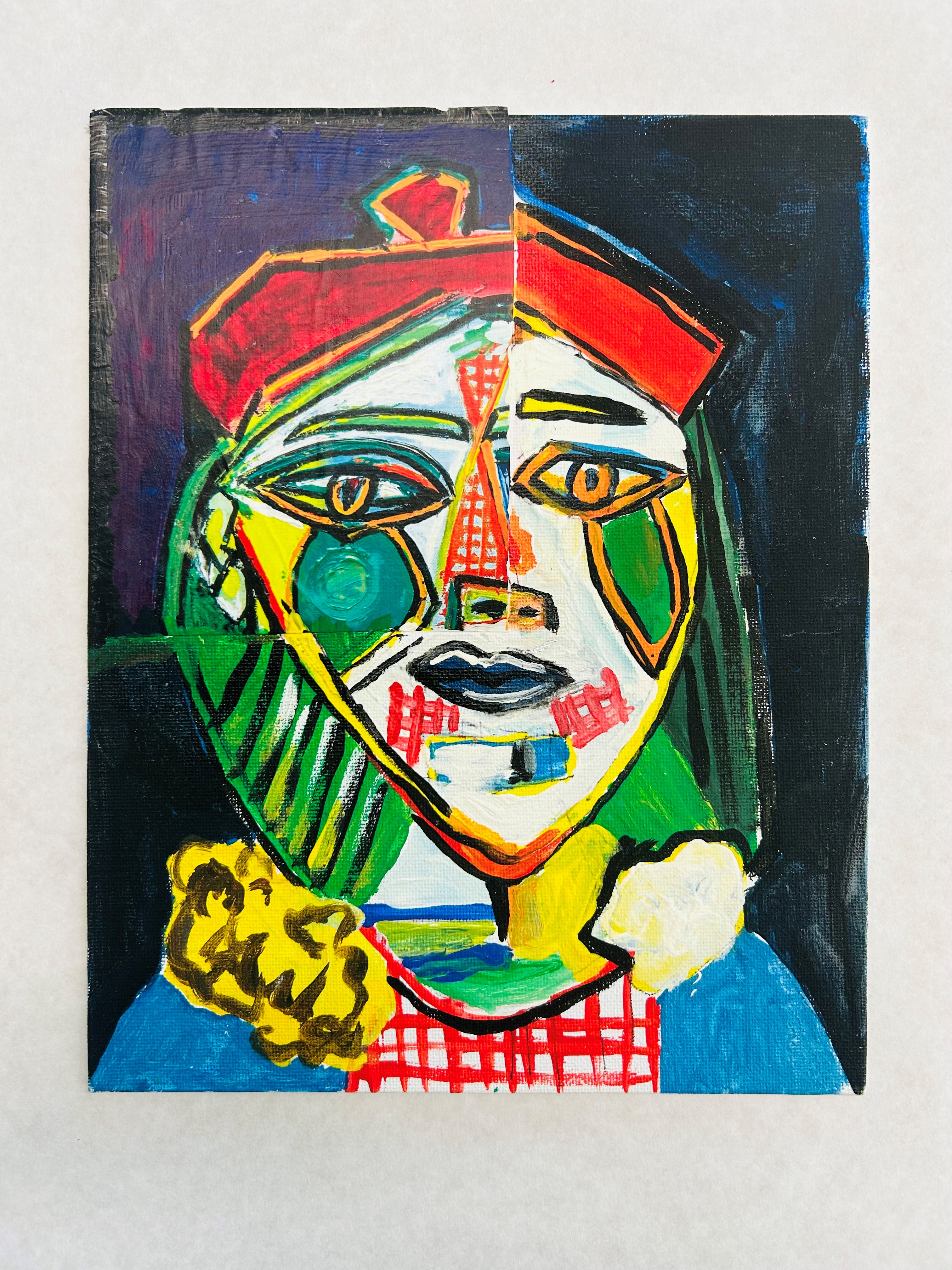 Colorful Picasso-style portrait