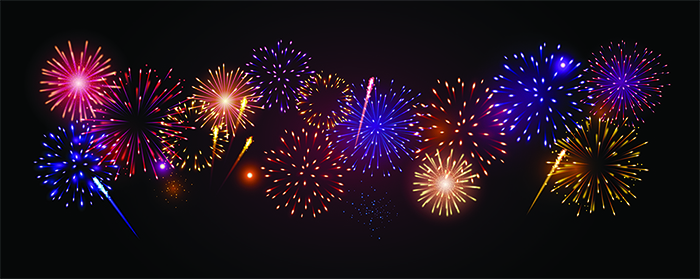 Multi colored fireworks in the sky