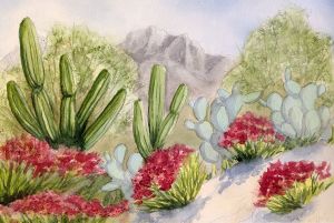desert landscape watercolor painting