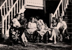 Andrea van de loo old black and white photograph of a family outside