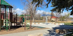 A newe cooling misting feature is shown at Longmont's Lanyon Park.