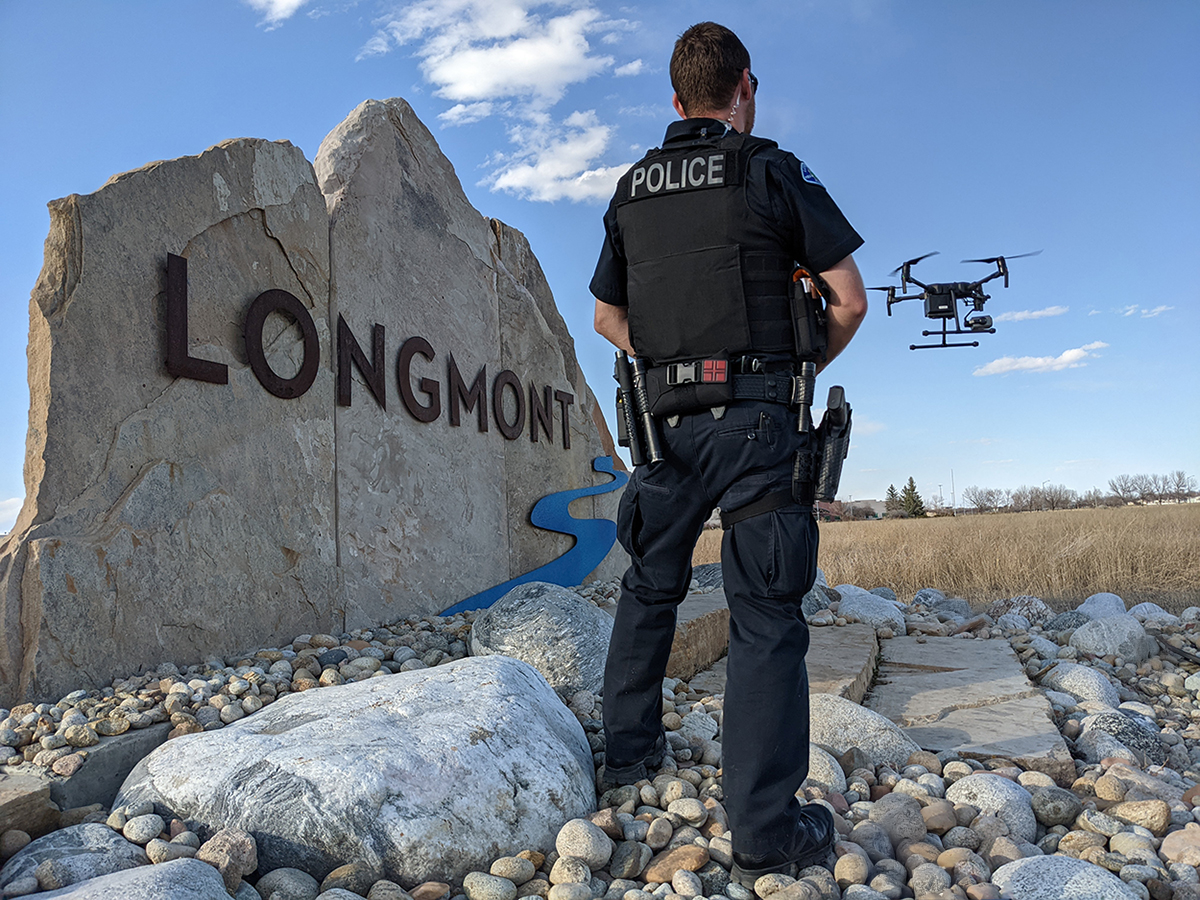 Longmont Police Officer Drone in the air