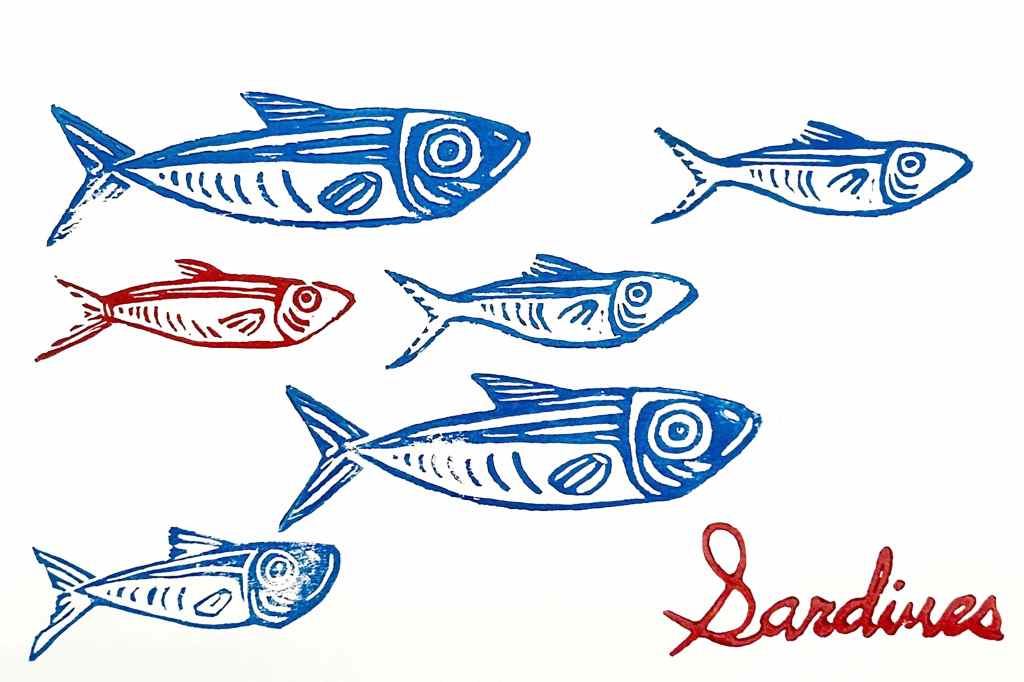 Art & Sip: Fish Block Printing on Napkins