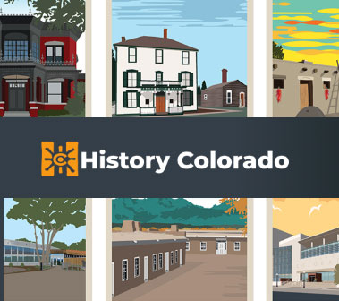 History Colorado logo overlaying drawings of Colodaro museums and houses.