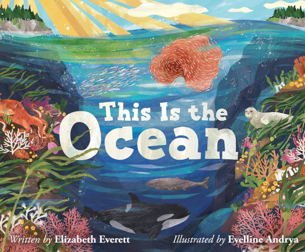 Portada del libro con una escena del océano y título, este es el océano