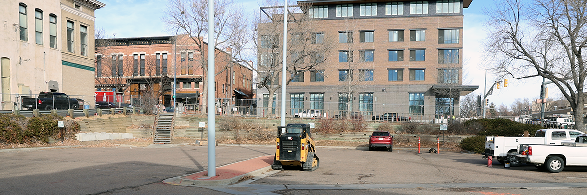 The parking lot on the northwest side of the City of Longmont's Safety and Justice Center is viewed from the Safety & Justice Center before the construction of the new garage begins. There are 40 some parking spots in this lot, located just south of the Longmont Hotel, across 3rd Avenue.