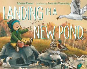 book cover landing in a new pond