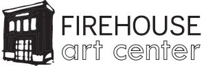 Logo for Firehouse art center in with a black house next to words